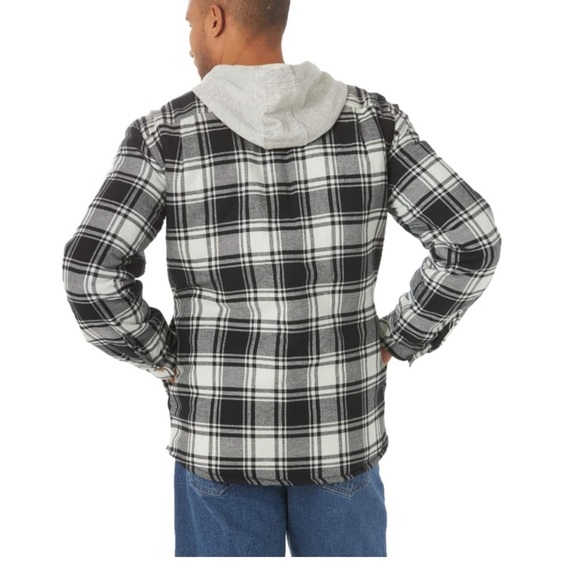 Wrangler Authentics Men's Long Sleeve Quilted Lined Flannel Jacket with Hood - Picture 2 of 5